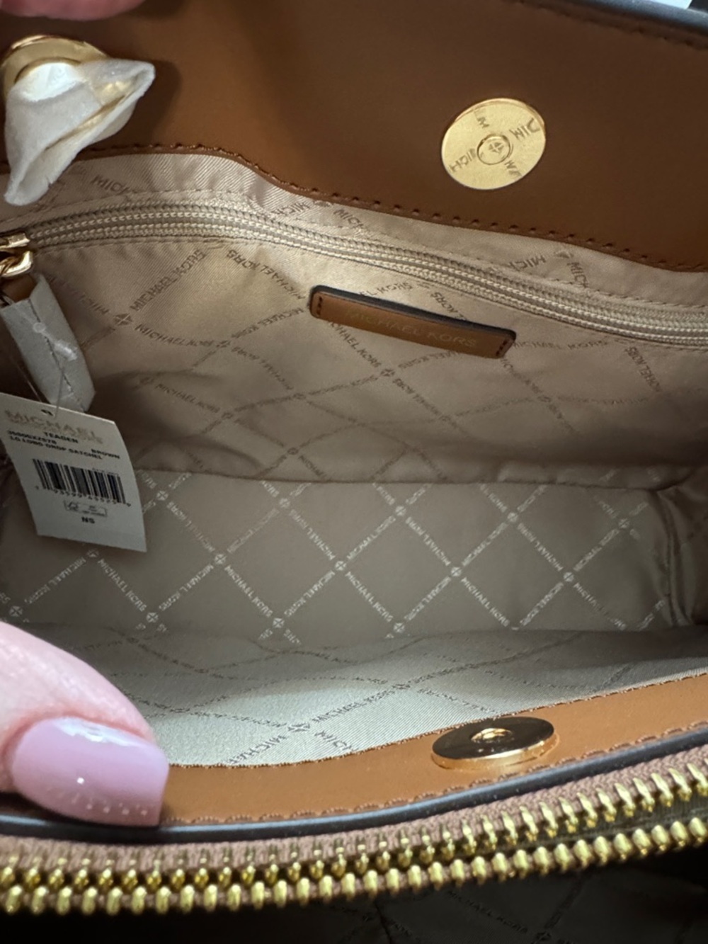 Michael Kors Teagan Long Drop Satchel with Yellow-Trim Wristlet Set NWT - Picture 3 of 14